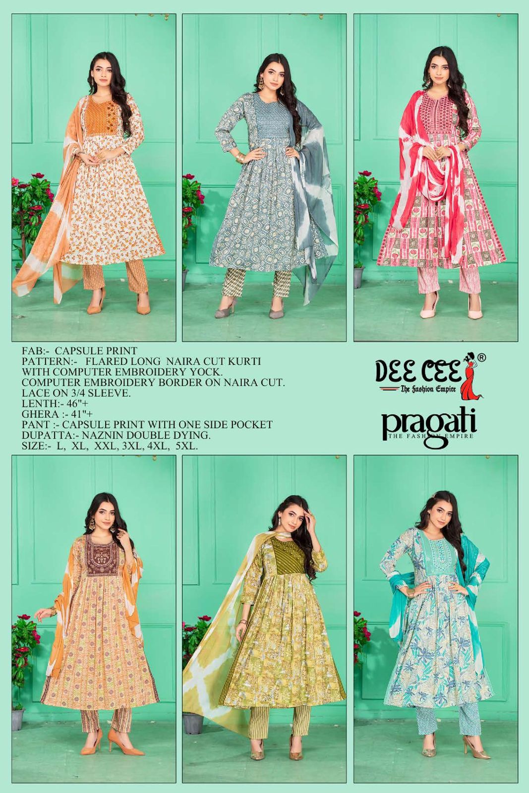 Pragati By Deecee Printed Naira Cut Kurti With Bottom Dupatta Wholesale Clothing Suppliers In India

